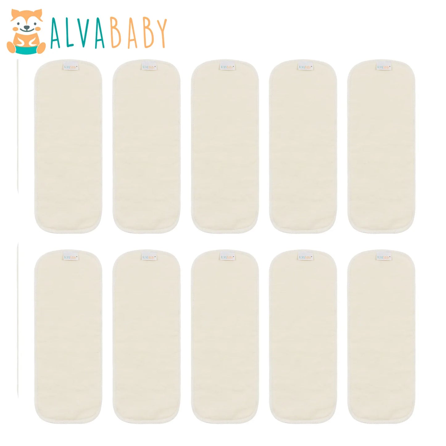 (10pcs/lot) ALVABABY Hemp Insert Reusable Cloth Diaper Insert Washable 4 layers Hemp Diaper Insert (version 2.0)