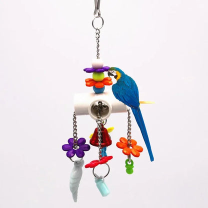 Pet Bird Parrot Toys 4 Stainless Steel Pots String Bird Chewing Bite Toys Acrylic Cage Accessories Pets Birds Supplies