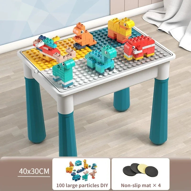 ToylinX Children's Building Blocks Table Desk and Chairs Set Kids Activity Table, Building Blocks Table Toy Gift for Toddlers