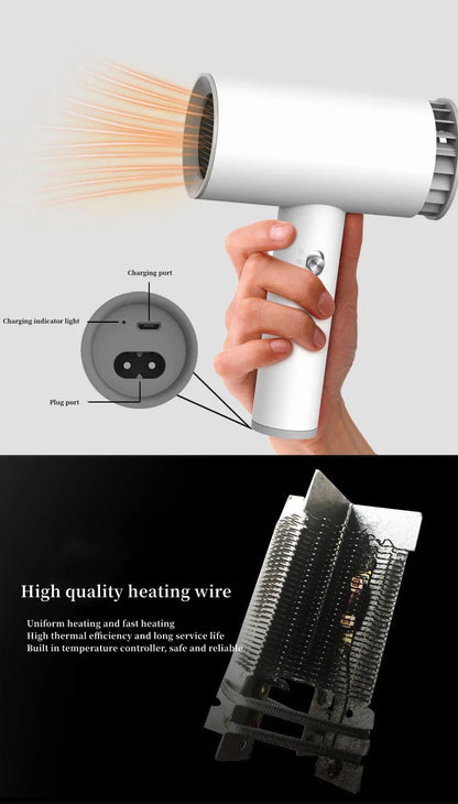 New Wireless Hair Dryer 30000 RPM High Wind Speed Dry Cool Hot Air Children's Home Dormitory Travel USB Charging Hair Dryer