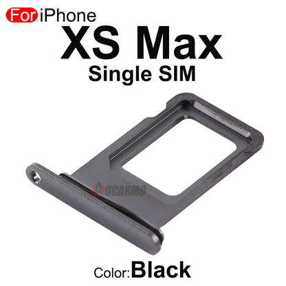 1Pcs/Lot For Apple iPhone X XS Max SIM Card Tray Stainless Steel Drawer Holder Single Dual Slot Replacement Parts