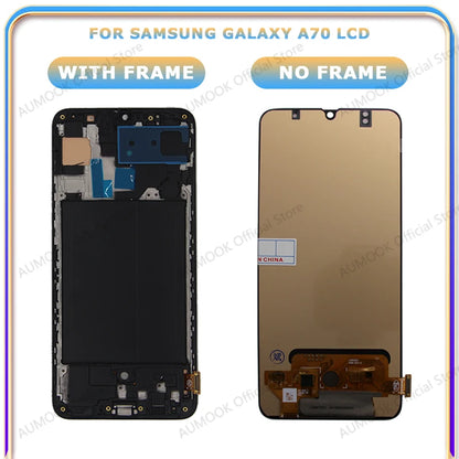 AMOLED LCD For Samsung Galaxy A70 A705 LCD Display Digital Touch Screen Assembly With Frame A705F A705W A705X Replacement Parts