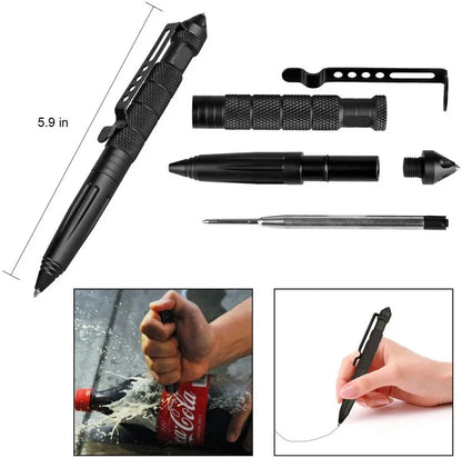 2 PCS Portable Tactical Pen Self Defense Pen Aviation Aluminum Emergency Glass Breaker Pen Security Protection Survival EDC