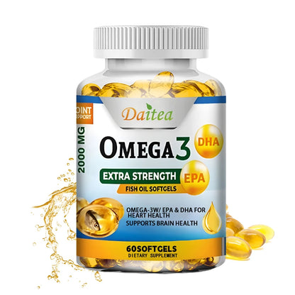 Omega 3 Fish Oil Capsules Support Brain & Nervous System Health, Cardiovascular & Skin Health, Antioxidant & Anti-Inflammation