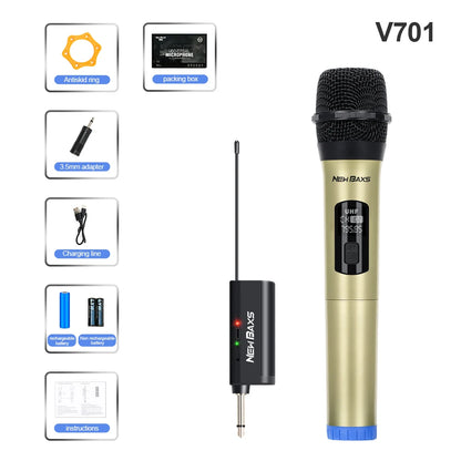 Wireless Microphone Dynamic Handheld Microphones Karaoke Microphone Mic with Rechargeable Receiver for Wedding Party Church Club