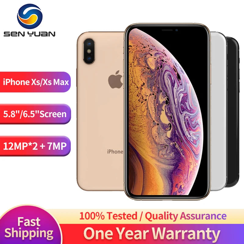 Original  Apple iPhone XS/XS Max 4G LTE Mobile Phone 5.8" 4GB RAM 64GB/256GB ROM 12MP+7MP CellPhone Hexa-Core XS Smartphone