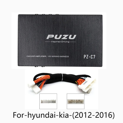 PUZU PZ-C7 wiring harness 4X150W Car DSP Amplifier Car Radio Sound Upgrade Digital Audio Signal Processor For Hyundai Kia