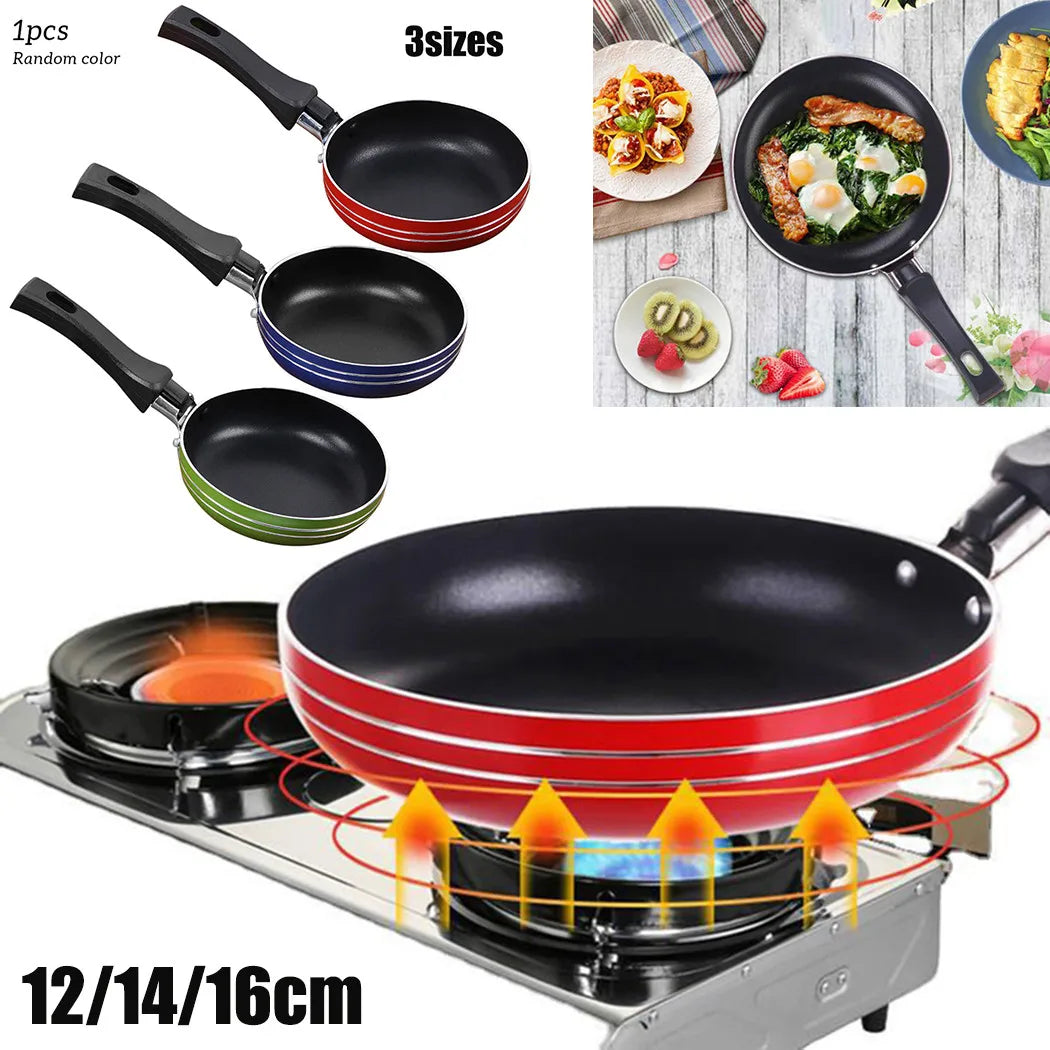 12cm/14cm/16cm Mini Frying Pan Non-Stick Steel Frypan Pot Saucepan Random Color For Cookware Kitchen Cookware