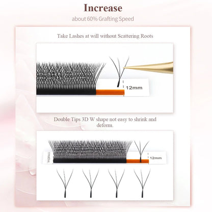 NAGARAKU 3D WW Automatic Flowering Double Tips 3DW Shape Premade Fans  Eyelash Extensions Individual Lashes Full Dense