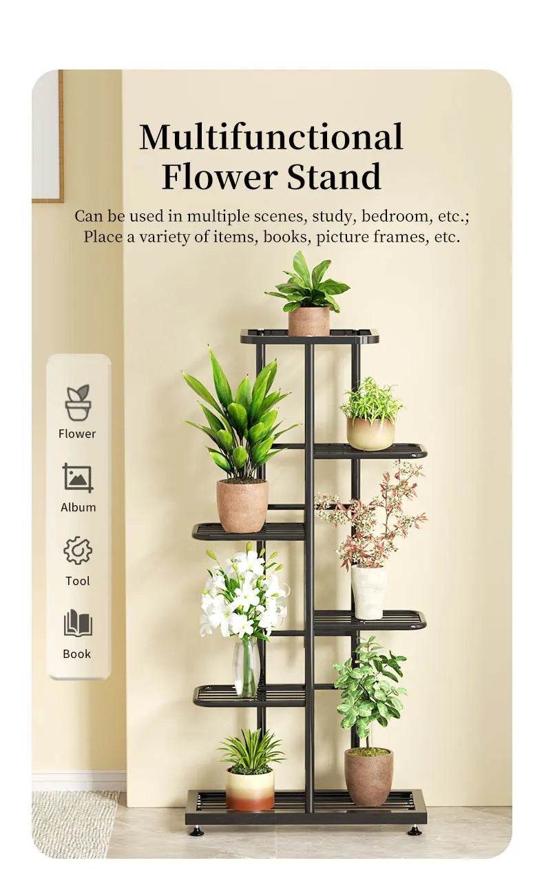 Cordlal Shining Stand For Flowers Iron 6/7/8Layers Plant Holder Storage Shelf Pot Rack Organizer Home Garden Decoration