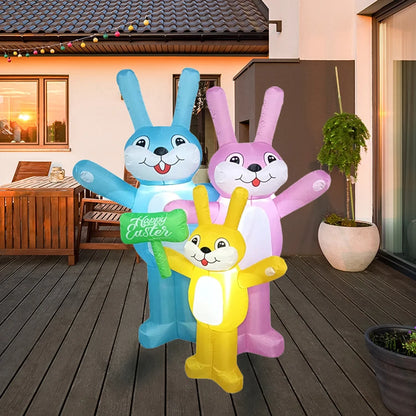 2024 Happy Easter Celebration Decoration LED Light Giant Easter Egg Bunny Rabbit Inflatable Toy for Outdoor Home Garden Ornament