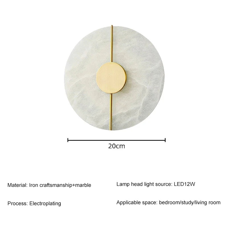 Modern Alabaster round Wall lamp marble stone indoor living room bedroom bedside kitchen Light corridor home decoration lighting