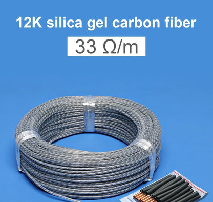 Upgraded heating cable transparent floor heating wire 100m 12K 33 ohm / M carbon electric heating cable