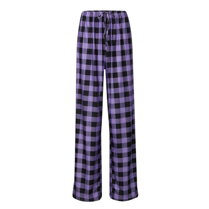 Women Christmas Pajama pants Autumn Winter Plaid Printed Pants Fashion Casual Wide Leg Pants Clothing Streetwear