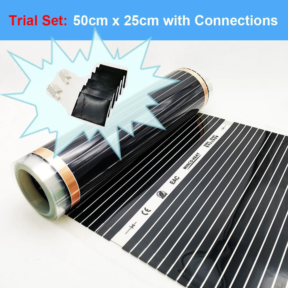 MINCO HEAT Infrared Heating Film 220V Electric Warm Floor System 50CM Width 220W/m2 Heating Foil Mat