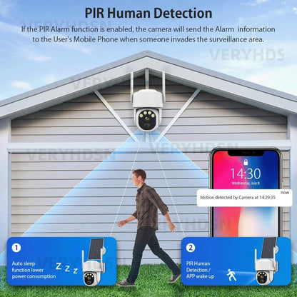 5MP Camera Wifi Outdoor Surveillance Security Camera Solar Panel Surveillance Cameras 6000mAh IP66 Wireless 2 Way Talk Detect