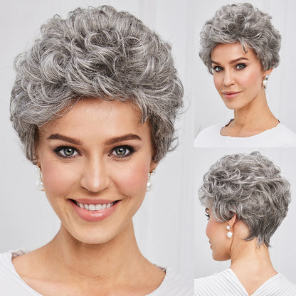 Light Blonde Mixed Off-White Short Pixie Cut Wigs for Women With Bangs Kanekalon Human-hair Like Texture Natural Layered Hair