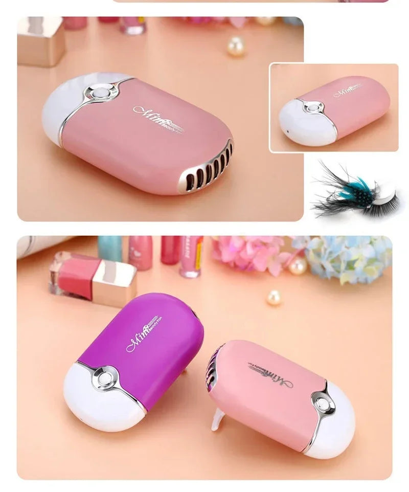 New USB Mini Fan Air Conditioning Blower USB Charging Fan Eyelash Hair Dryer Portable Nail Polish Quick Dry Pocket Cooling Fan