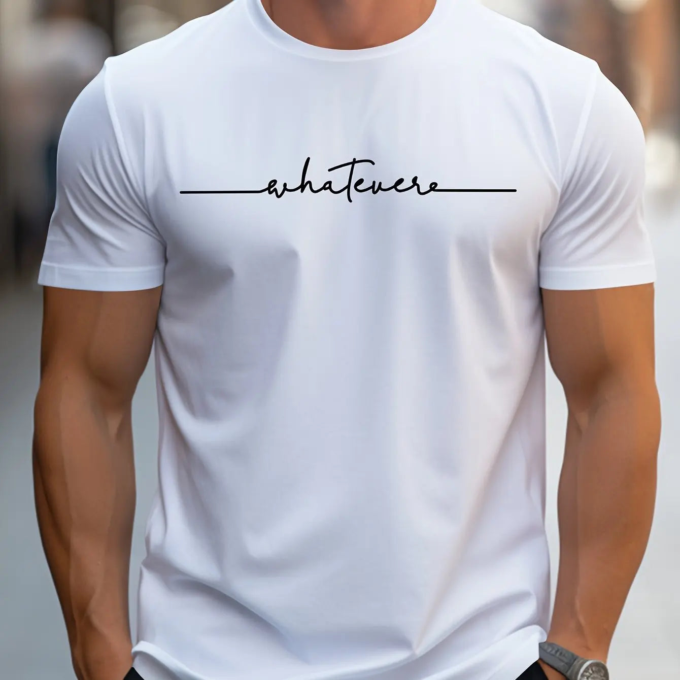 Men's T-Shirt Letter Print Fashion Street Short Sleeved T Shirt For Men Casual Summer Top Breakable Loose Men Clothing