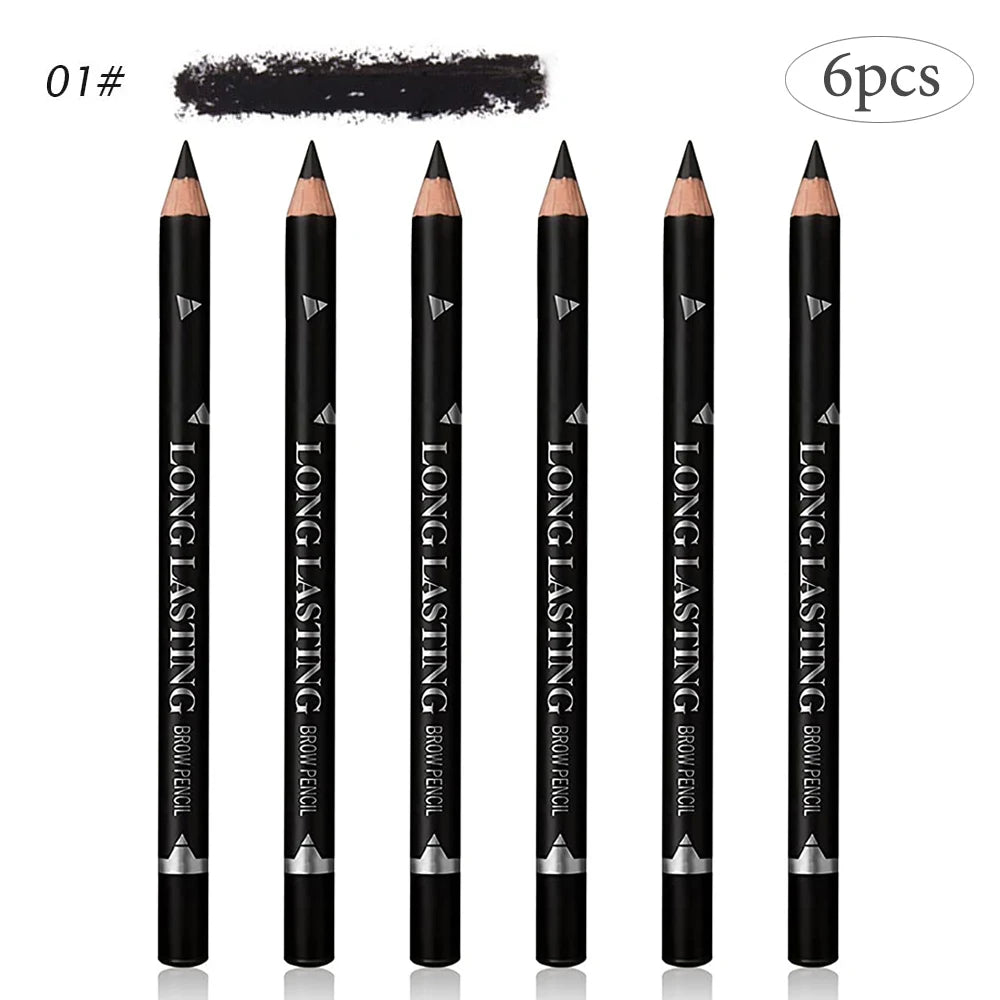 6/12Pcs Waterproof Eye Brow Pencil Professional Women Eye Makeup Pen Easy Color Beauty Cosmetic Beginner Practice Eyebrow Tools