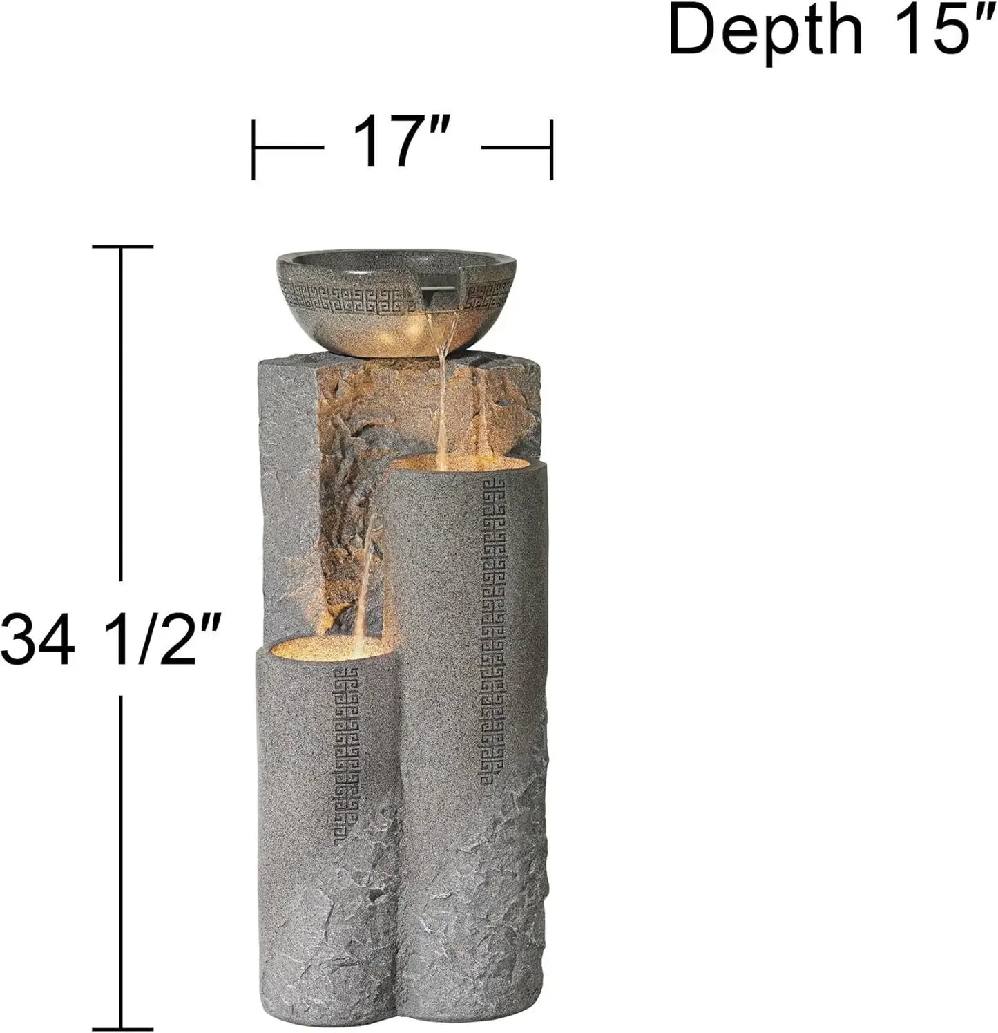 34 1/2" High with LED Light Cascading for Garden Patio Backyard Deck Home Lawn Porch House Relaxation Exterior Balcony