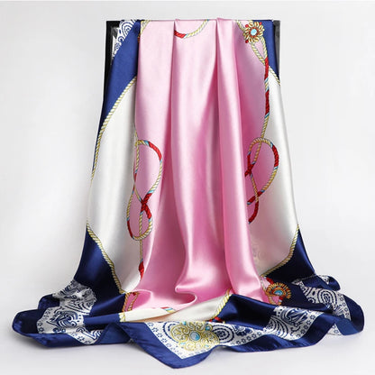 90*90cm Luxury quality silk spring autumn women new printing scarves fashion sunscreen large size shawl tourism seaside muffler