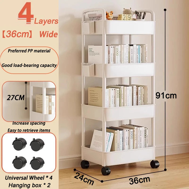 Mobile Storage Rack Trolley Kitchen Organizers And Storage Rack Household Bathroom Cart Multifunctional Multi Storey Bookshelf