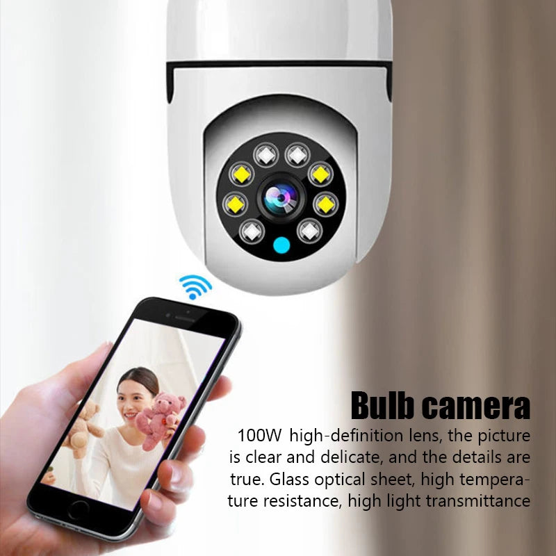 E27 Bulb Wireless Surveillance Camera 5G Wifi Night Vision Auto Human Tracking Home Panoramic Video Security Protection Monitor