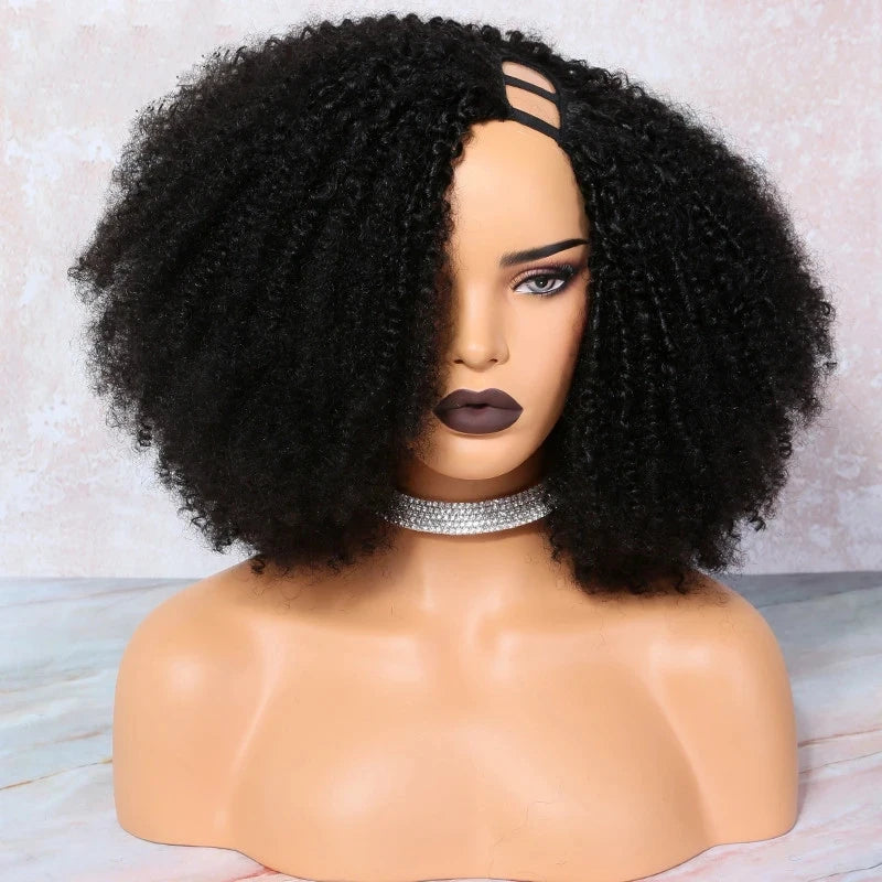 Afro Kinky Curly U Part Wigs For Women Peruvian Remy Human Hair Afro Kinky Curly V Part Wig 180% Densities 24 Inch Long Wig