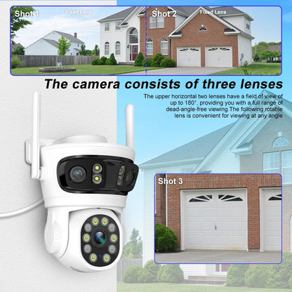 HFWVISION 9MP Wifi Camera Auto Tracking Three Screens 5X Digital Zoom PTZ Security Protection CCTV Surveillance O-Kam Pro