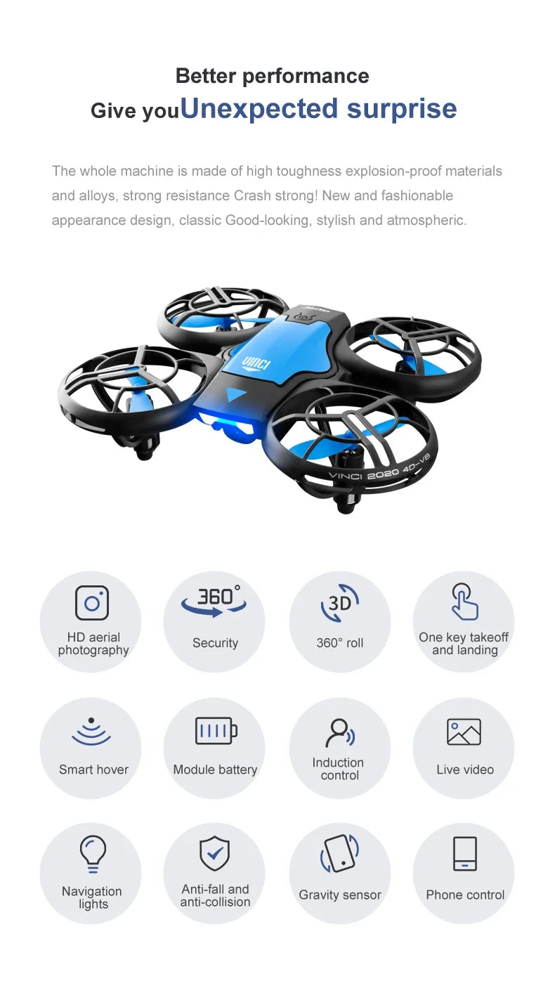 Xiaomi MIJIA V8 New Mini Drone 8K Profession HD 1080P Wide Angle Camera WiFi FPV RC Height Keep Drones Helicopter Kid Toys 4D RC