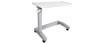 Medical Adjustable Bedside Table with Wheels (Hospital and Home Use), New Tabletop, Light Gray