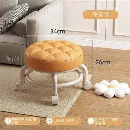 Pulley, Low Stool, Universal Wheel, Small Stool, Seat with Wheels, CHILDREN'S Multi-functional Shoe Changing Stool, round Stool