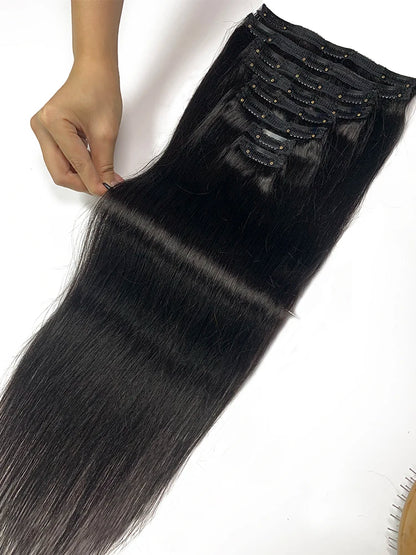 Straight Clip In Hair Extension Human Hair 120g/Set Straight Clip In Extension Full Head Brazilian Clip Hair Extension for Women