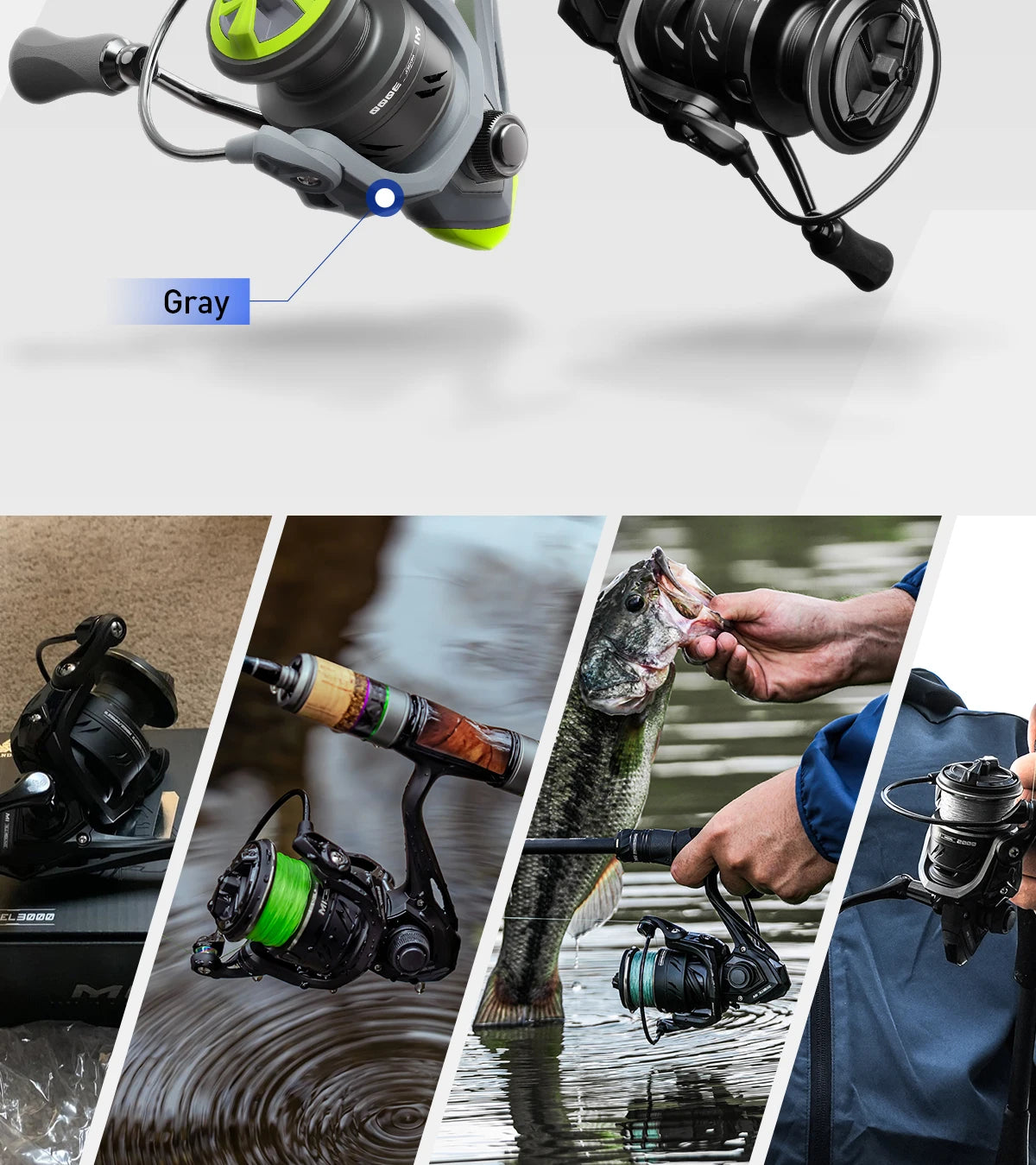 HANDING M1 Spinning Reel 12kg Max Drag Graphite Reel, 9 + 1 Ball Bearings, 5.2:1 Gear Ratio Fishing Reel for Perch Bass and Pike