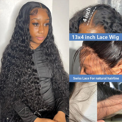 13x4 Kinky Curly Lace Front Human Hair Wigs For Women 100% Brazilian HD Deep Wave Frontal Wig Water Curly Human Hair Wig Sale