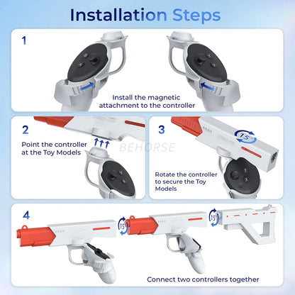 Magnetic Suction Quick Release Pistol Shooting For Quest 3 Machine Gun Handle Game Controller For Meta Quest 3 VR Accessories