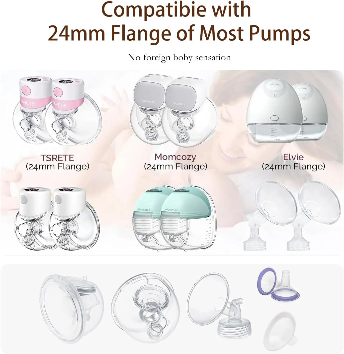 Flange Inserts 13/15/17/19/21mm,Compatible with S9/S10/S12 etc 24mm Wearable Breast Pump,Breast Pump Flange Insert