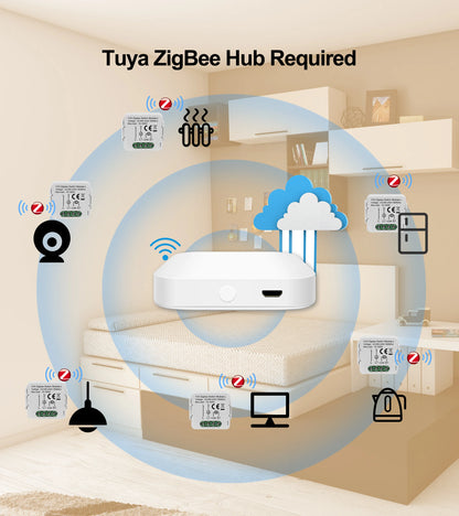 GIRIER Tuya ZigBee 3.0 Smart Switch Module No Neutral Wire Required Smart Home DIY Light Breaker Works with Alexa Google Home