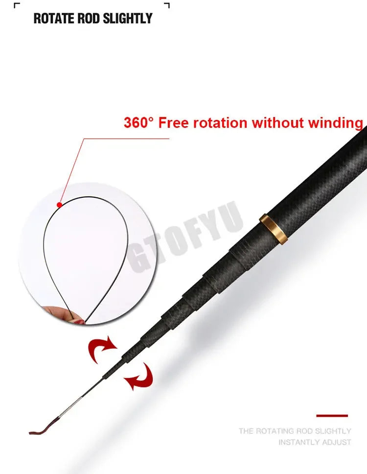 Telescopic Stream Rod 4.5M/5.4M/6.3M/7.2M/8M/9M/10M Carbon Reservoir Pond Fishing Rod Super Light Hard Fiber Hand Fishing Pole