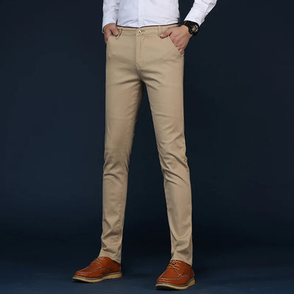 6 Colors Fashion Mens Slim Fit Casual Pants Korea Style Business Work Trousers All-match Mens Midwaist Straight Casual Pants