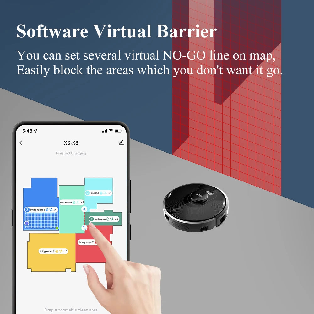 Robot vacuum cleaner ABIR X8, Smart Home Appliance,TOF Wisdom, Zone Sweeping, Restricted Area Mapping , UV Cleaning ,Carpet Wash