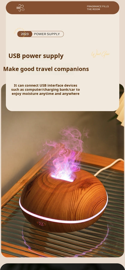 7 colores Fire Flame Wood grain aromatherapy machine humidifier Aroma Diffuser Air Ultrasonic Mist Maker Fogger Aroma