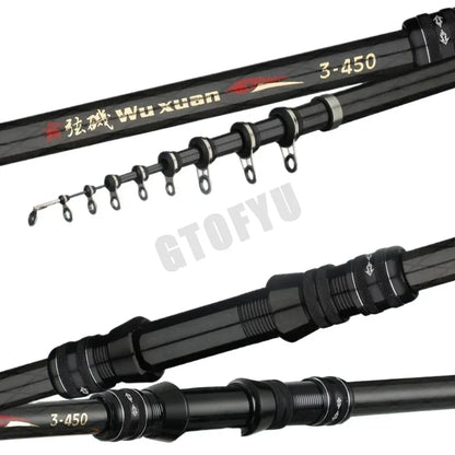 2.7M 3.6M 4.5M 5.4M 6.3M 7.2M Carbon Telescopic Rock Fishing Rod Ultra Light Rod Lure Carp Travel Ocean Spinning Fishing Rod