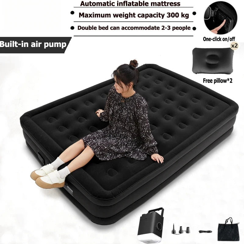 Interior Air Mattress  Mats PVC Inflatable Sleeping Mattress Luxury 2 Person Camping Bed Mat Built-in Pump Thicken Mat