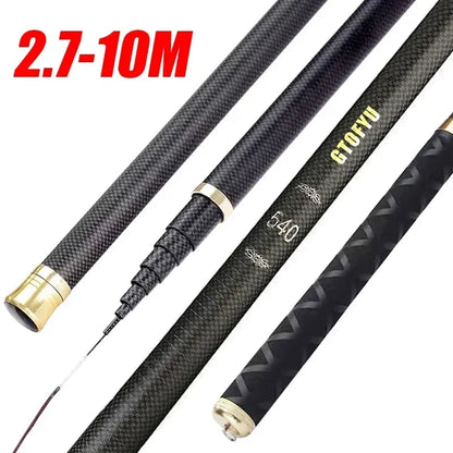 Telescopic Stream Rod 4.5M/5.4M/6.3M/7.2M/8M/9M/10M Carbon Reservoir Pond Fishing Rod Super Light Hard Fiber Hand Fishing Pole