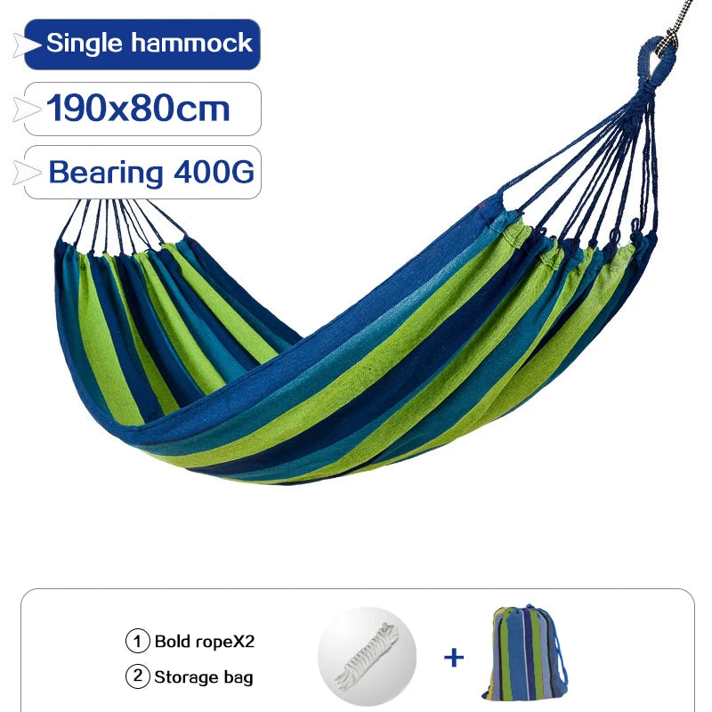 Camping Hammock Thickened Durable Fabric Canvas Single Hammocks Travel Swing Chair Hanging Bed Double Outdoor Hammock with Bag