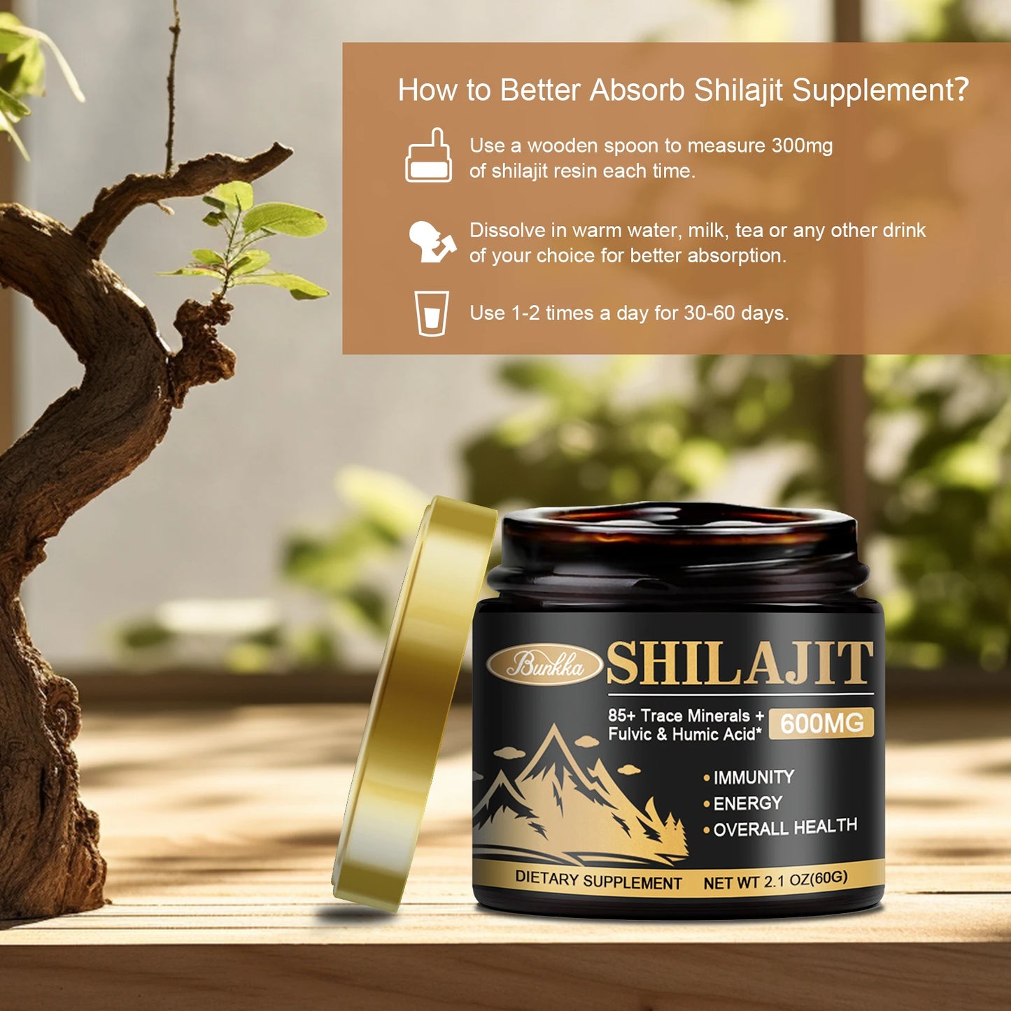 Original Organic Shilajit Resin Bitter Taste 100% Pure Himalaya Beauty Health Hormone Balance 85+ Trace Minerals Fulvic Acid