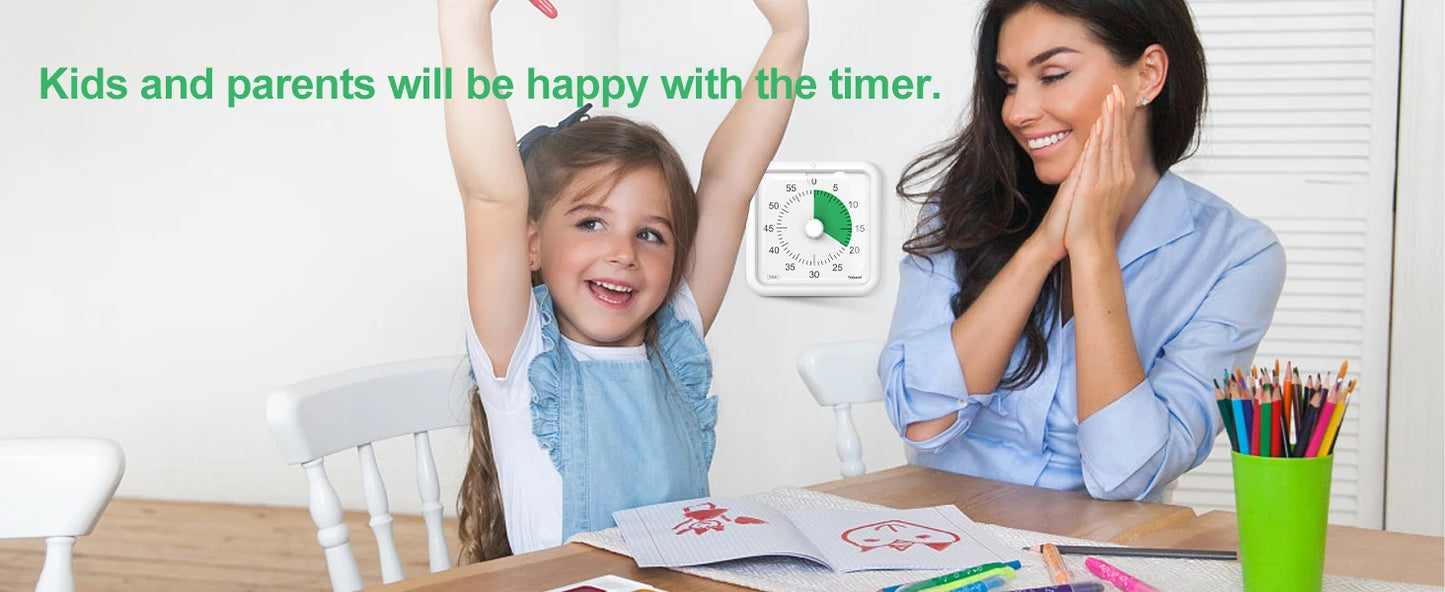 Yunbaoit 16cm Visual Timer, VT06 Large 60 Minute Classroom Countdown Timer for Kids and Educators