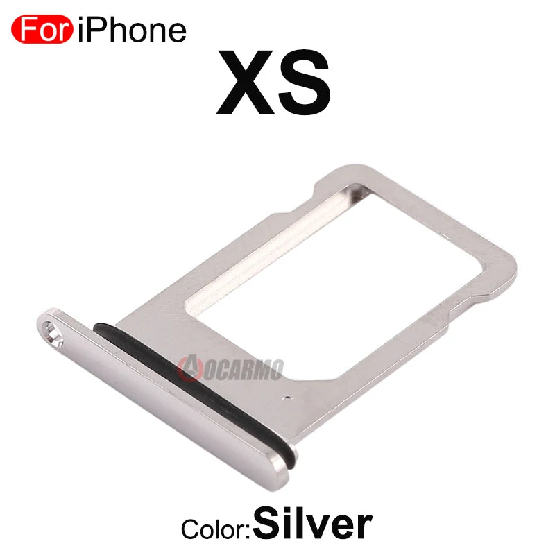 1Pcs/Lot For Apple iPhone X XS Max SIM Card Tray Stainless Steel Drawer Holder Single Dual Slot Replacement Parts